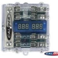 Caliber PFB34VA -zekering-stroomverdeelblok- 3x 25mm2 ingang - 4x 10mm2 uitgang met Ampere-&Voltmeter