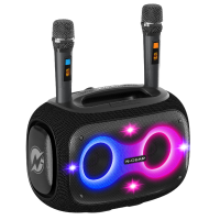 N-GEAR NRG600 – Bluetooth Speaker – Partybox met Verlichting + 2 Microfoons – IPX5 Waterdicht – Zwart